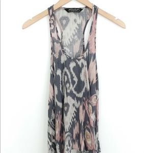 All Saints Aztec Print Silk Racerback Trapeze Tank